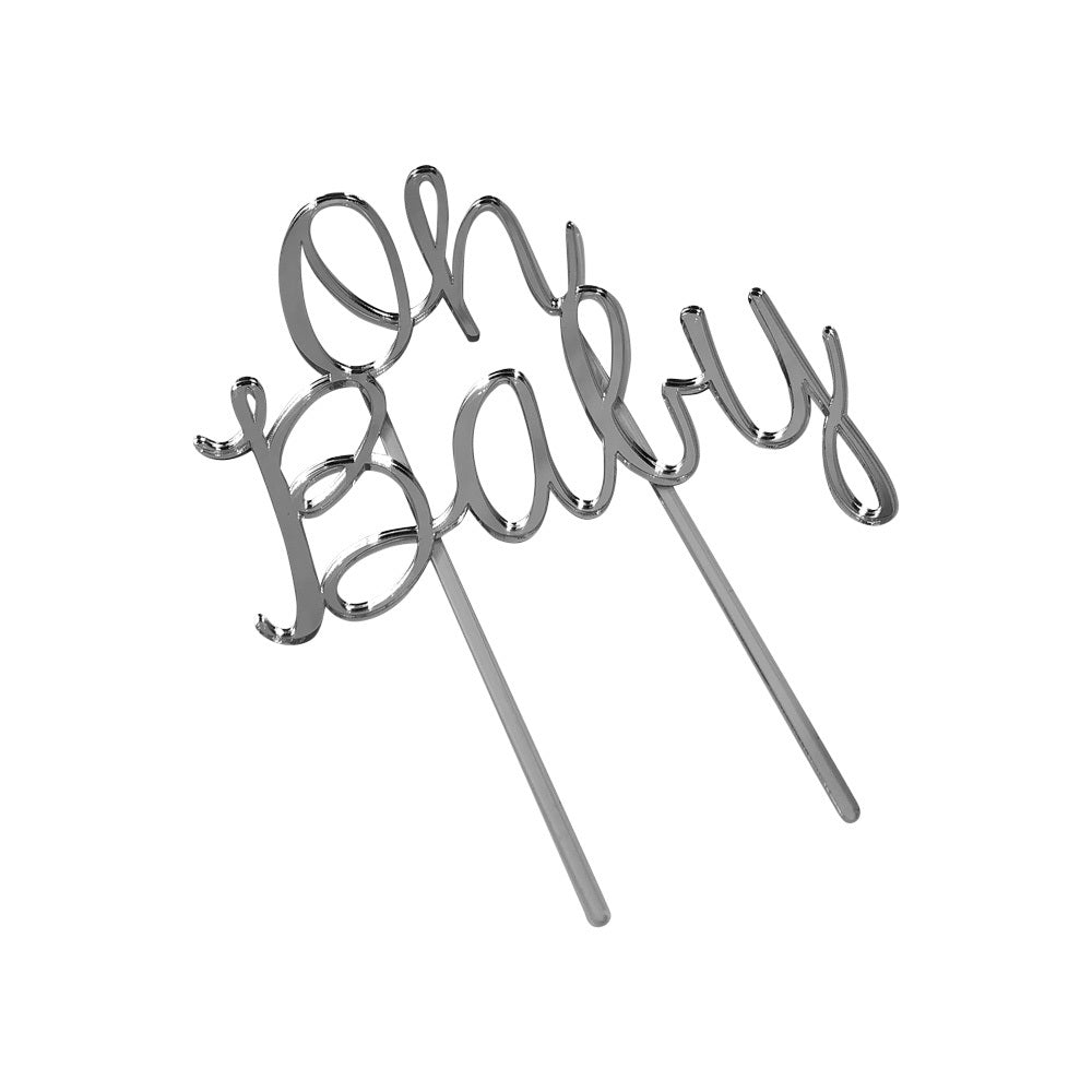 Cake Topper - Chrome Mirror ('Oh Baby')