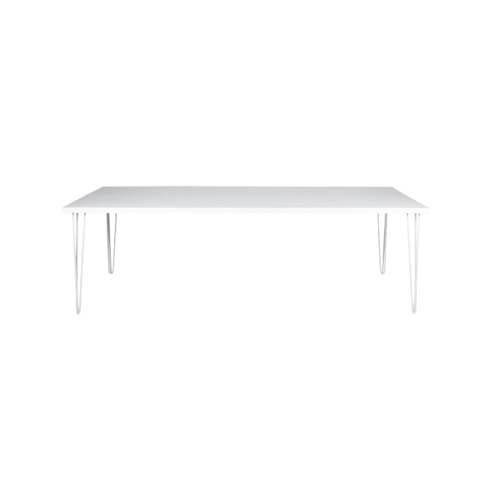 Hairpin Dining Table 2.4m (White Top, White Legs)