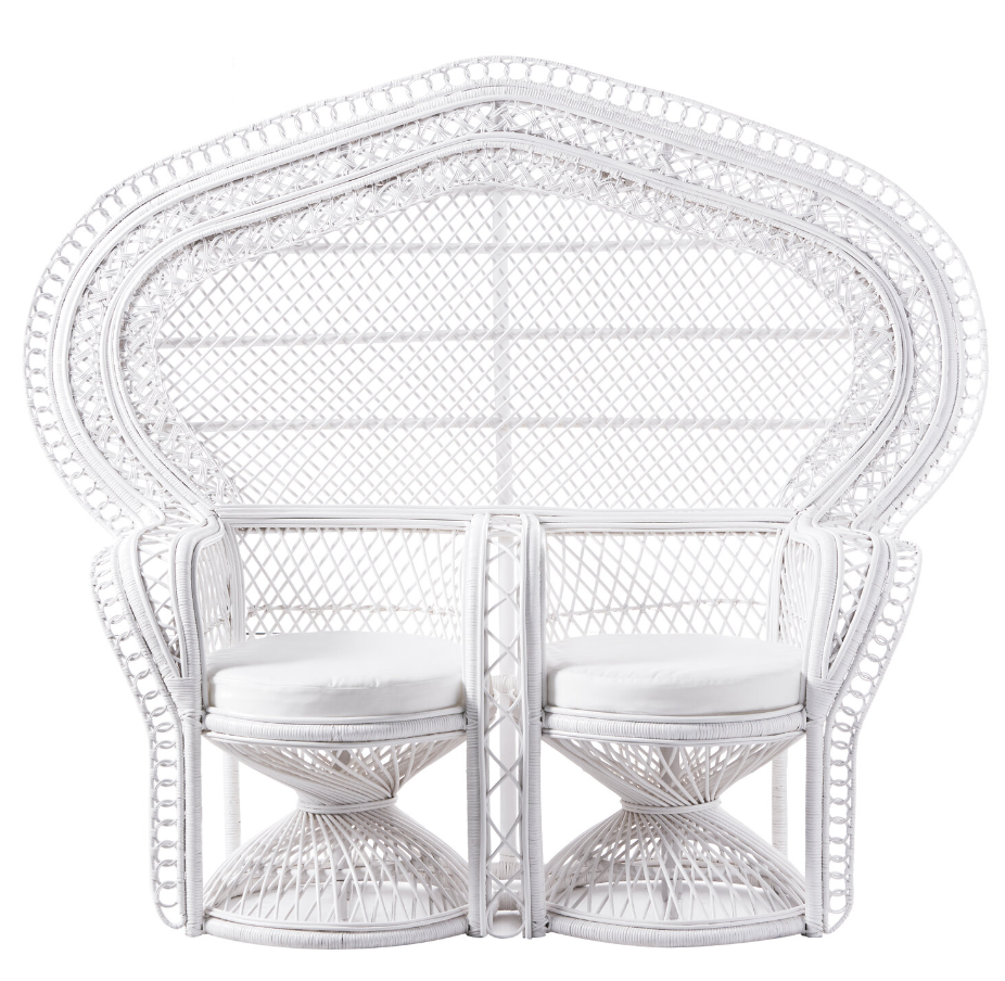 Double White Peacock Love Seat