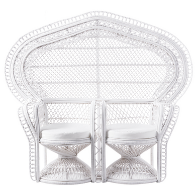 Double White Peacock Love Seat