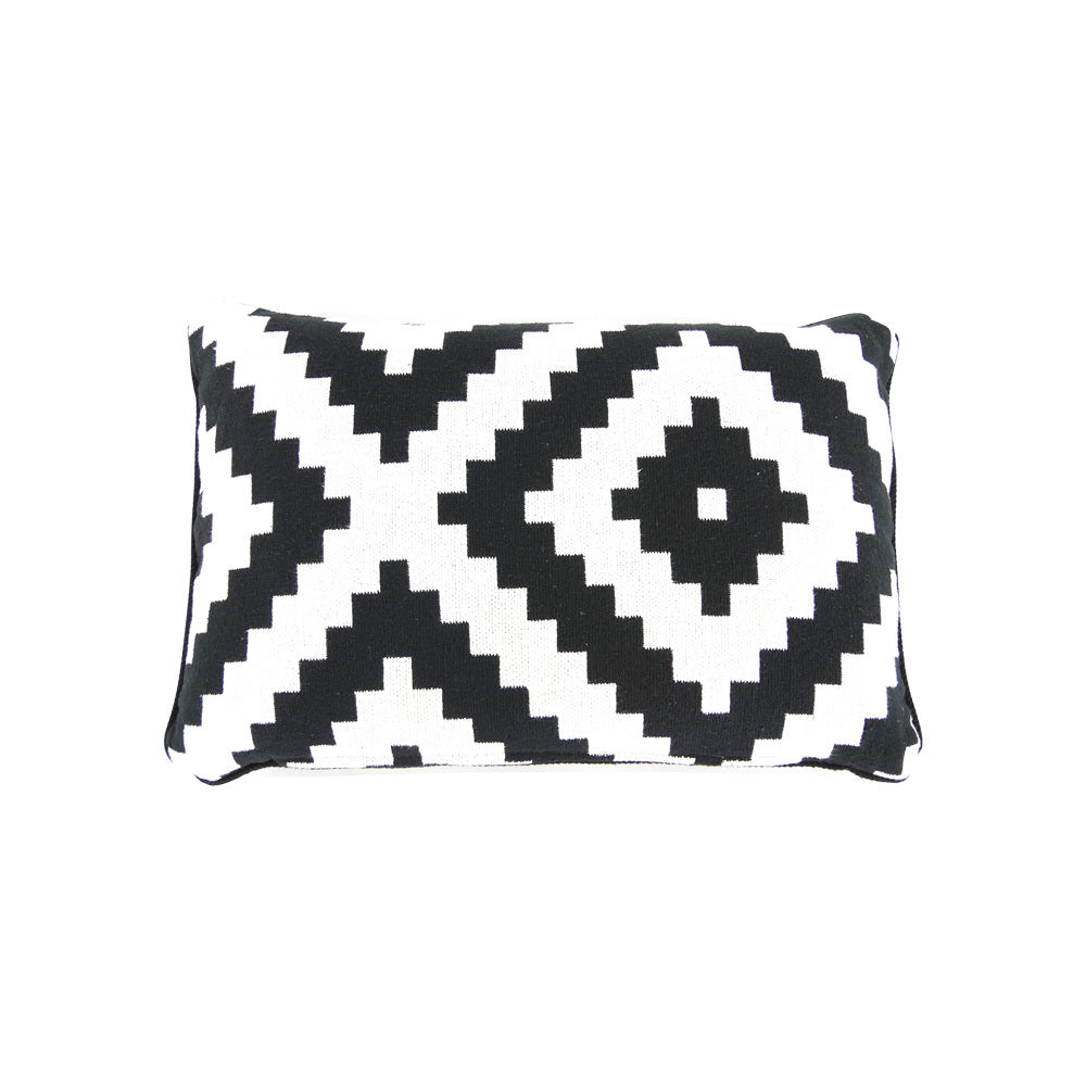 B&W pixeled boho cushion