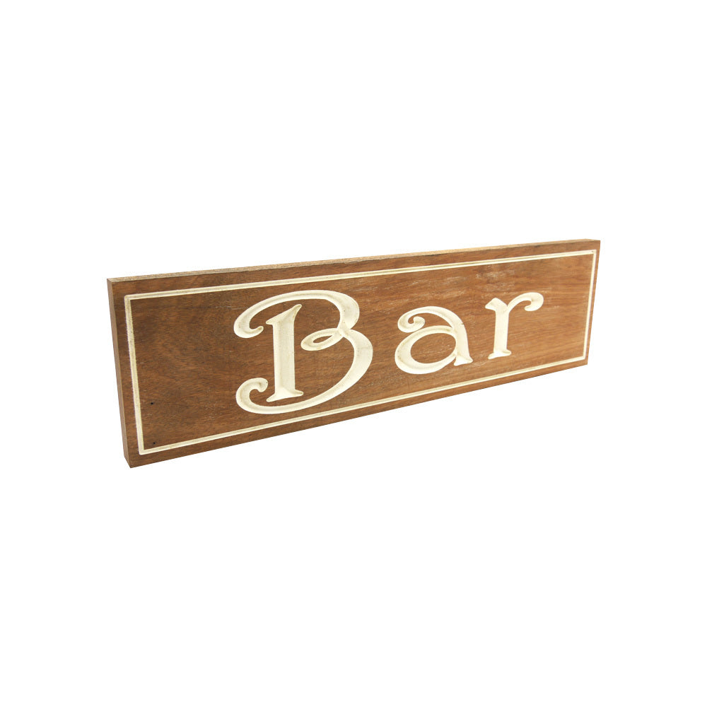 Bar (Sign) White on solid Tallowood
