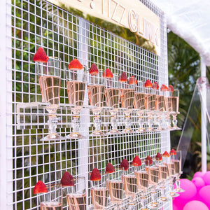 Champagne Wall (White Square Mesh, 60 Glasses)