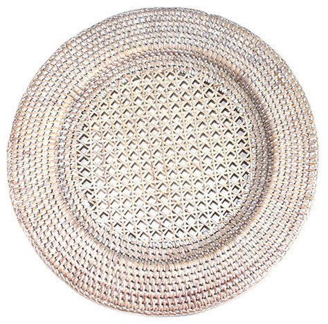 Whitewash Rattan Charger Plate