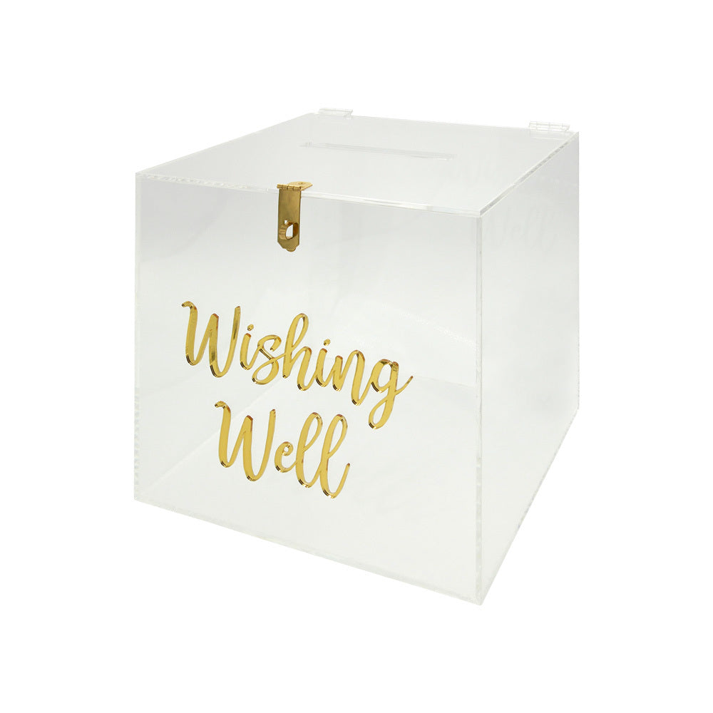 Clear Acrylic Wishing Well (Gold Wishing Well Sign)