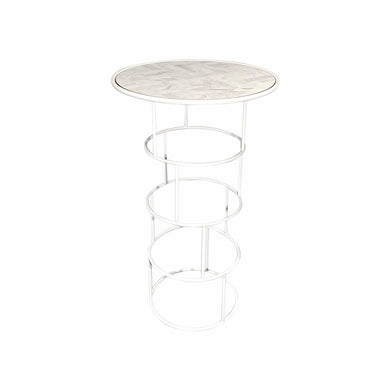 Curv High Bar (White Marble Top, White Base)