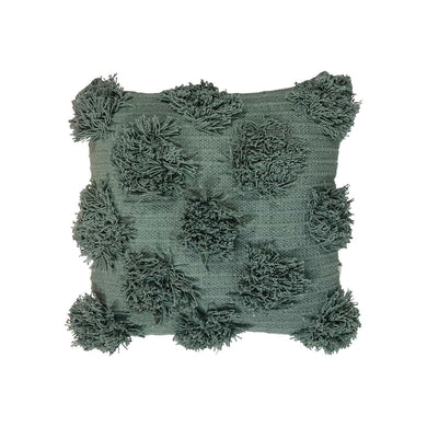 Emerald Green Pom Pom Cushion