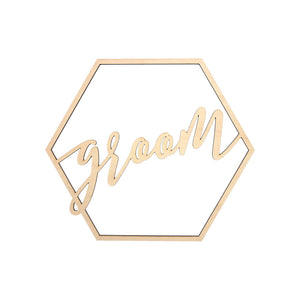 Bride & Groom Sign (Blonde Timber Cutout Script)