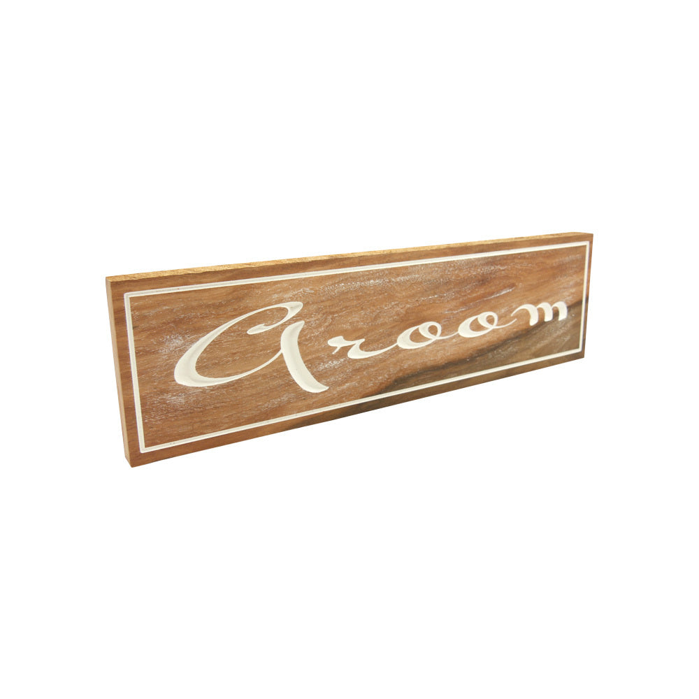 Groom (Sign) White on solid Tallowood