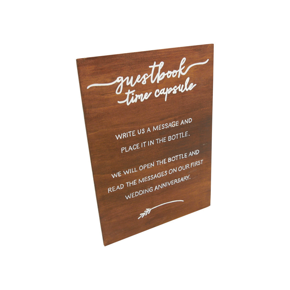 Guestbook Time Capsule (Sign) White on Walnut