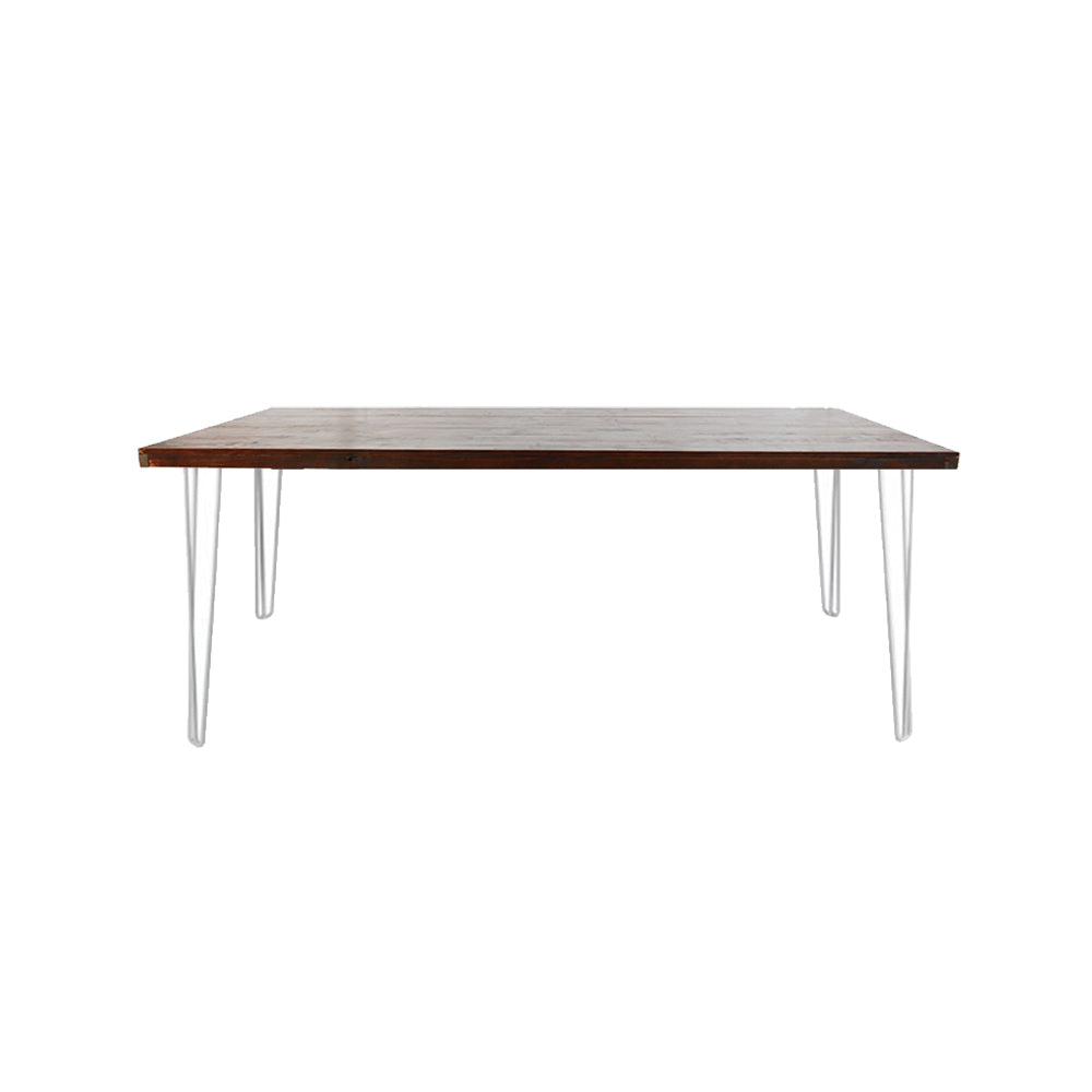 Hairpin Long Grazing Table (Walnut Top, White legs) Dining Table height