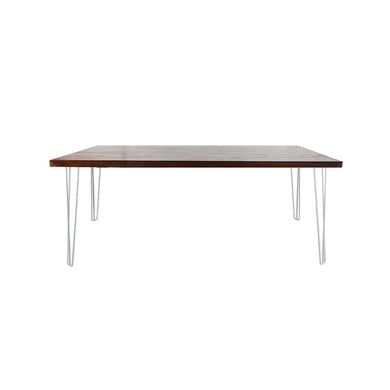 Hairpin Long Grazing Table (Walnut Top, White legs) Dining Table height