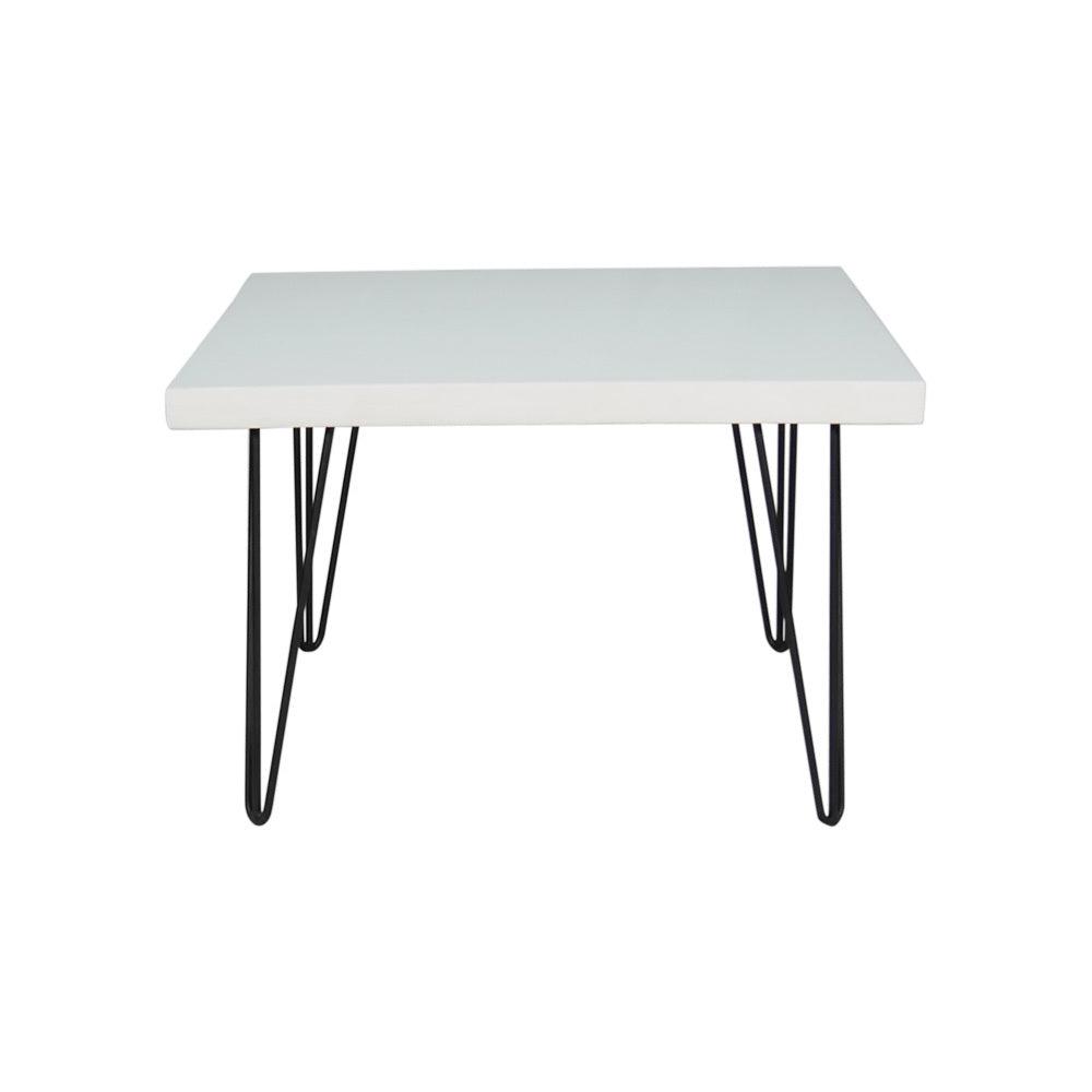 Hairpin Square Coffee Table (White Top, Black Legs)