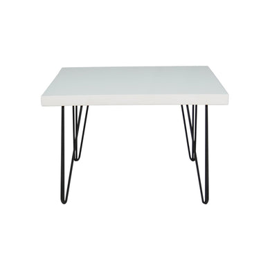 Hairpin Square Coffee Table (White Top, Black Legs)