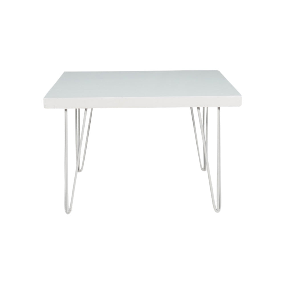 Hairpin Square Coffee Table (White Top, White Legs)