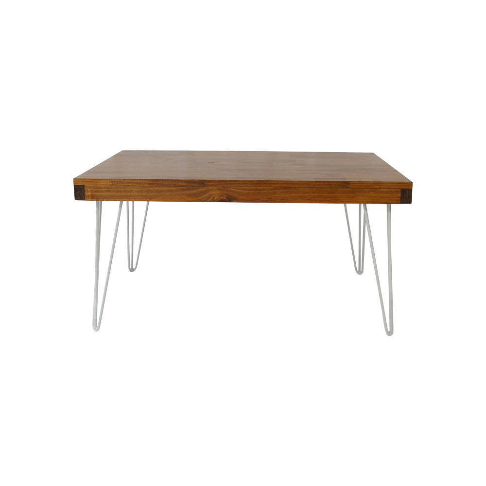 Hairpin Rectangle Coffee Table (Walnut Top, White Legs)
