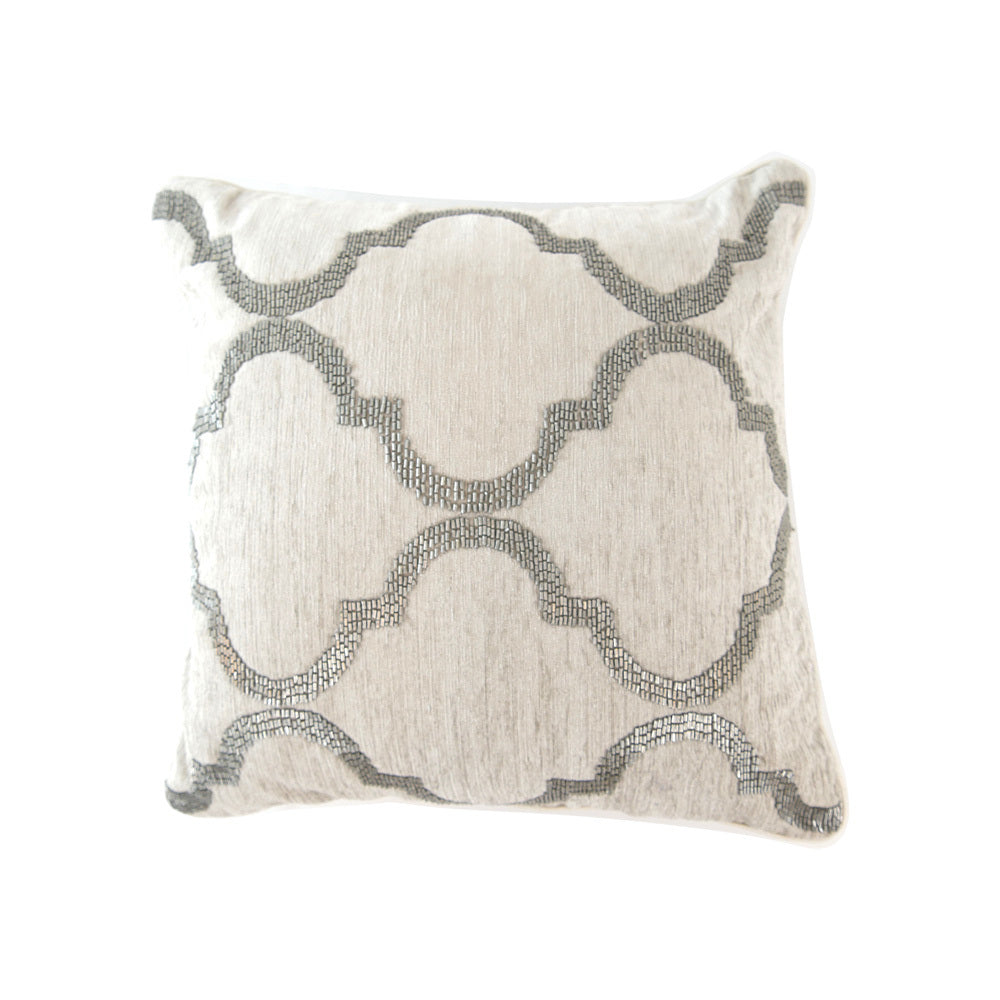 Hamptons grey beaded cushion