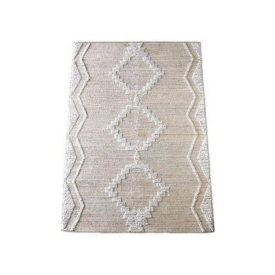Jute & White Geo Pattern Rug (Large)