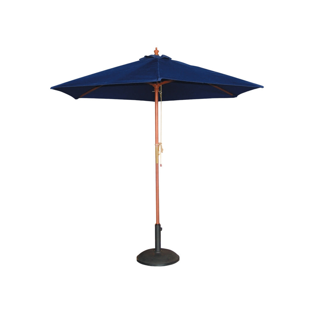 Navy Blue & Timber Market Umbrella 2.5m W (with base)
