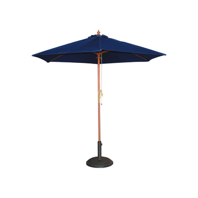 Navy Blue & Timber Market Umbrella 2.5m W (with base)