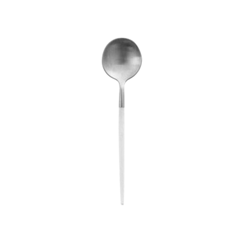 Matte White & Silver Tea Spoon
