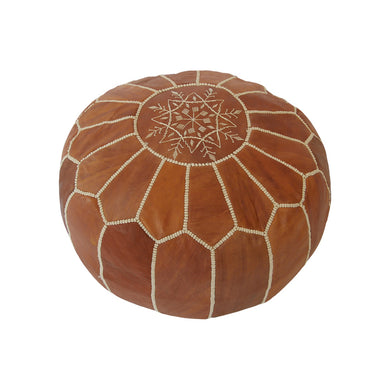Moroccan Tan Leather Ottoman