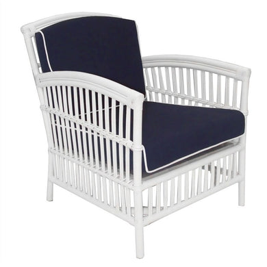 Fitzroy 3.0 White Cane Armchair (NAVY CUSHIONS)