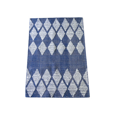 Navy Blue & White Geo Pattern Rug (Large)