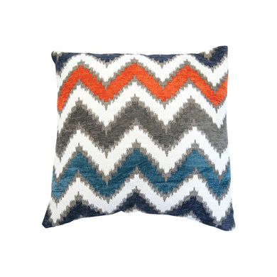 Navy, White, Red & Grey Zig-Zag Cushion
