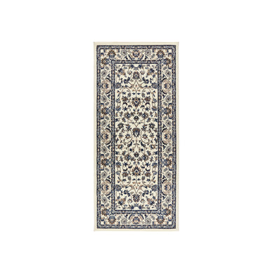 Persian White & Navy Long Runner Rug