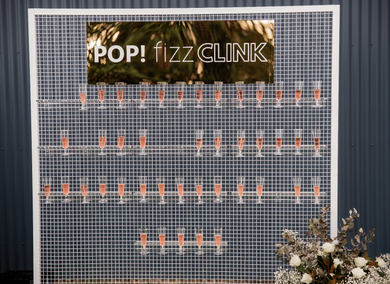 Champagne Wall (White Square Mesh, 60 Glasses)
