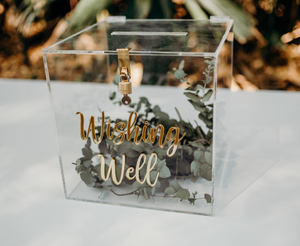 Clear Acrylic Wishing Well (Gold Wishing Well Sign)