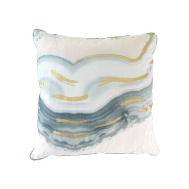 Water colour blue & gold cushion