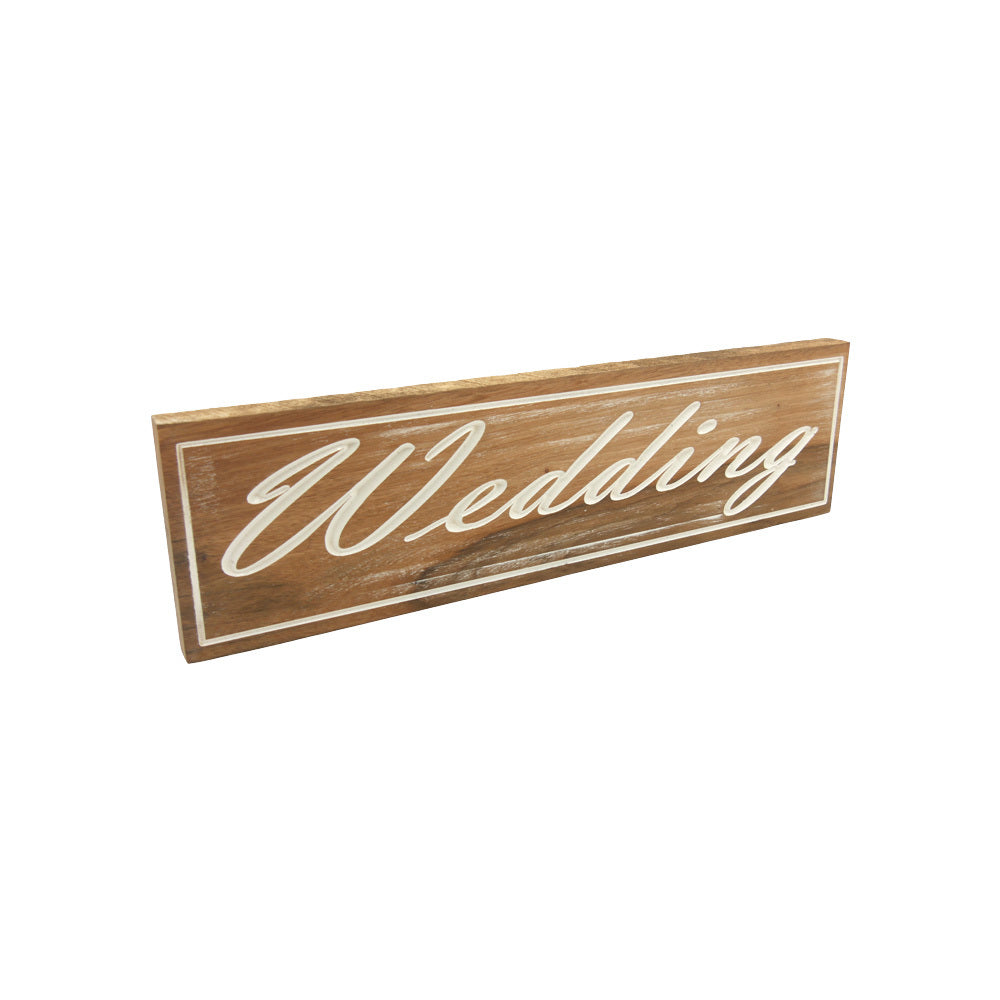 Wedding (Sign) White on solid Tallowood
