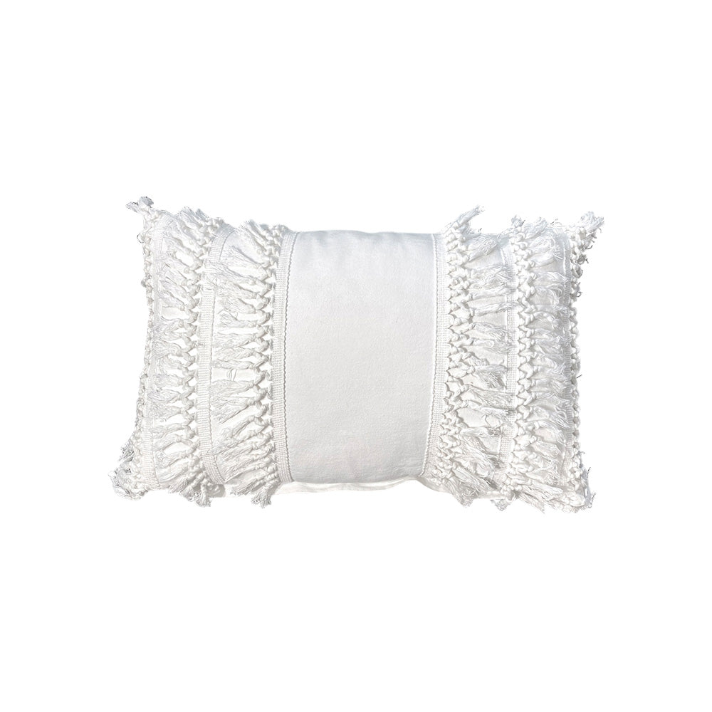 White Tassel Rectangle Cushion