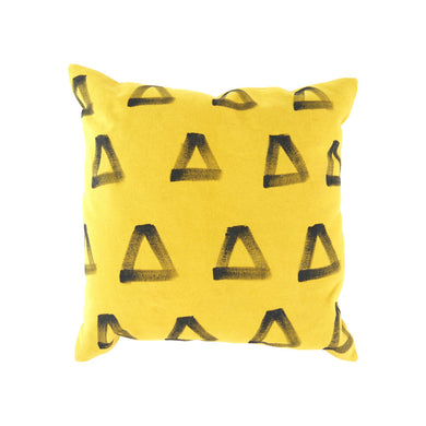 Yellow w Black triangles cushion